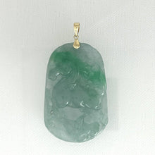Load image into Gallery viewer, Hand Carved Horse Celadon Green Jade 14k Gold Pendant Necklace