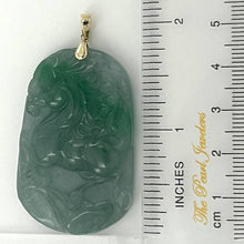 Load image into Gallery viewer, Hand Carved Horse Celadon Green Jade 14k Gold Pendant Necklace