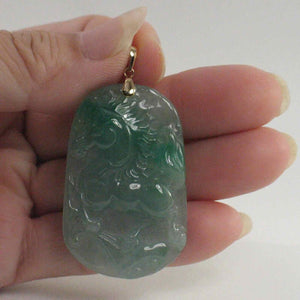 Hand Carved Horse Celadon Green Jade 14k Gold Pendant Necklace