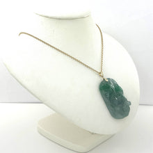 Load image into Gallery viewer, Hand Carved Horse Celadon Green Jade 14k Gold Pendant Necklace