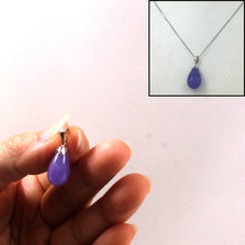 Load image into Gallery viewer, Hand Carved Raindrop Lavender Jade 14k Solid White Gold Pendant