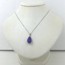 Load image into Gallery viewer, Hand Carved Raindrop Lavender Jade 14k Solid White Gold Pendant
