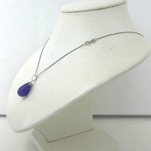 Load image into Gallery viewer, Hand Carved Raindrop Lavender Jade 14k Solid White Gold Pendant
