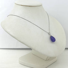 Load image into Gallery viewer, Hand Carved Raindrop Lavender Jade 14k Solid White Gold Pendant