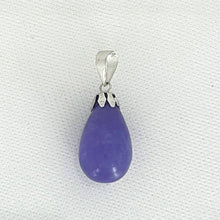 Load image into Gallery viewer, Hand Carved Raindrop Lavender Jade 14k Solid White Gold Pendant