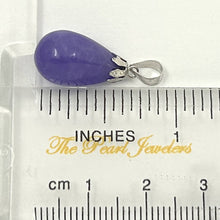 Load image into Gallery viewer, Hand Carved Raindrop Lavender Jade 14k Solid White Gold Pendant