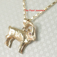 Load image into Gallery viewer, Handcrafted Chinese Zodiac Goat Ruby Eye 14k Solid Gold Pendant