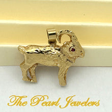 Load image into Gallery viewer, Handcrafted Chinese Zodiac Goat Ruby Eye 14k Solid Gold Pendant
