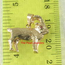 Load image into Gallery viewer, Handcrafted Chinese Zodiac Goat Ruby Eye 14k Solid Gold Pendant