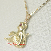 Load image into Gallery viewer, Handcrafted Chinese Zodiac Monkey Ruby Eye 14k Solid Gold Pendant