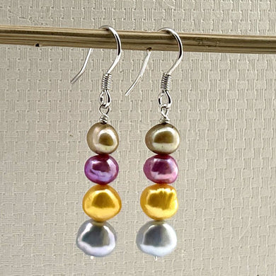 Sterling Silver Blue Baroque Pearl Dangle Earrings – Handcrafted Set