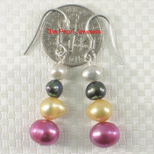 Load image into Gallery viewer, Sterling Silver Mixed Pearl Hook Earrings (Handcrafted 3-Piece Dangles)