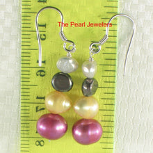 Load image into Gallery viewer, Sterling Silver Mixed Pearl Hook Earrings (Handcrafted 3-Piece Dangles)