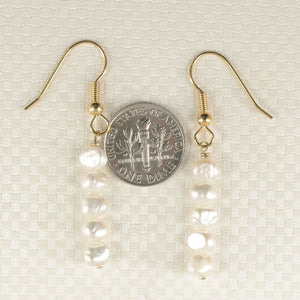 Gold-Plated White Baroque Pearl Hook Earrings – Handcrafted Drop