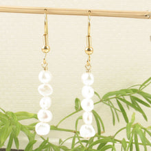 Load image into Gallery viewer, Gold-Plated White Baroque Pearl Hook Earrings – Handcrafted Drop