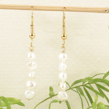 Load image into Gallery viewer, Gold-Plated White Baroque Pearl Hook Earrings – Handcrafted Drop