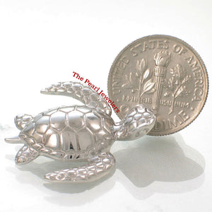 Hawaiian Honu Sea Turtle Sterling Silver Pendant (3D)