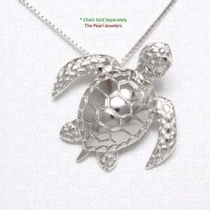 Hawaiian Honu Sea Turtle Sterling Silver Pendant (3D)