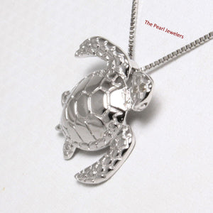 Hawaiian Honu Sea Turtle Sterling Silver Pendant (3D)