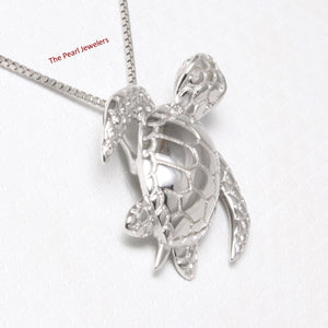 Hawaiian Honu Sea Turtle Sterling Silver Pendant (3D)