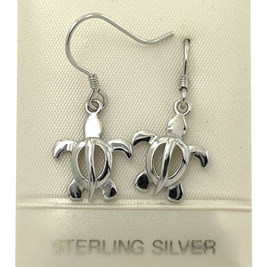 Hawaiian Honu Sea Turtle Sterling Silver Dangle Earrings