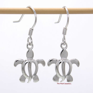 Hawaiian Honu Sea Turtle Sterling Silver Dangle Earrings