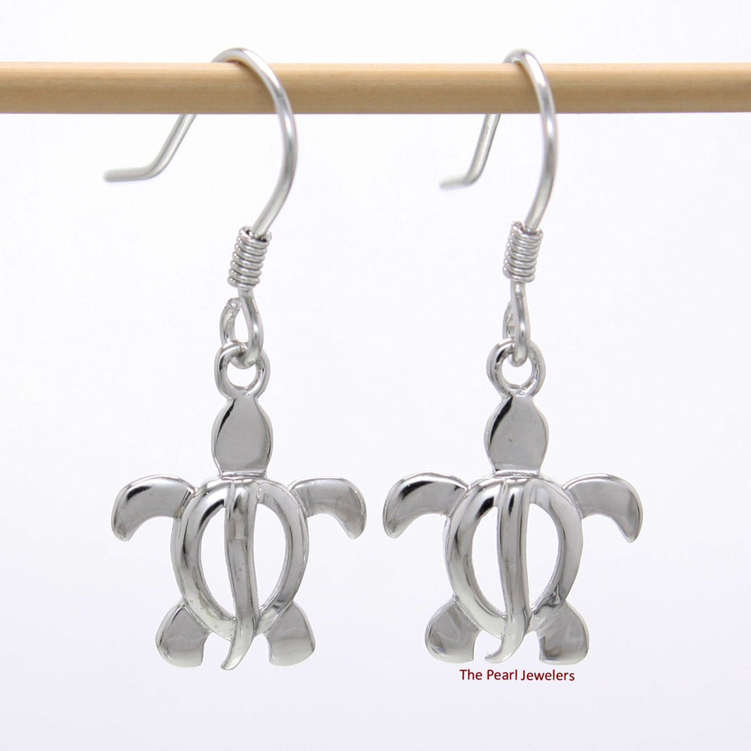 Hawaiian Honu Sea Turtle Sterling Silver Dangle Earrings