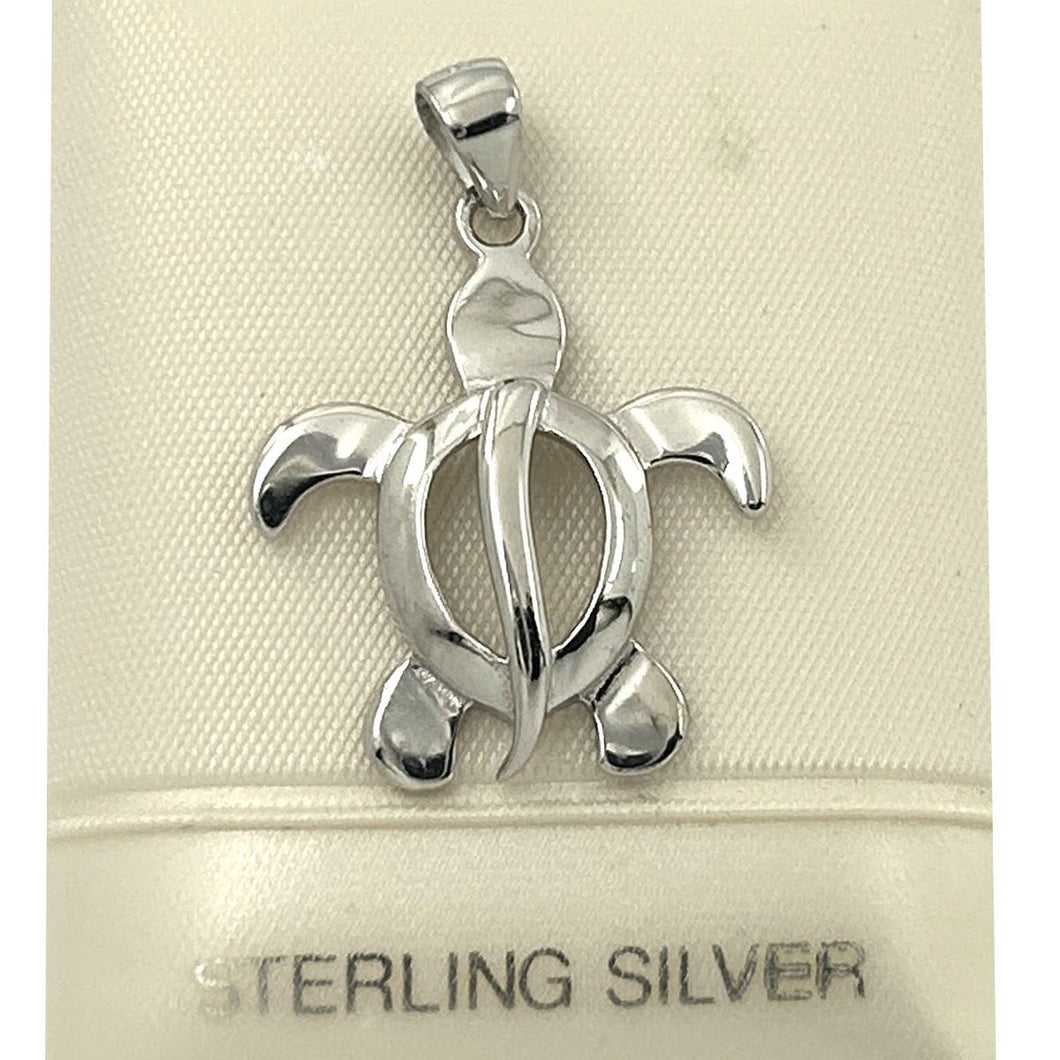 Hawaiian Honu Sterling Silver Sea Turtle Pendant