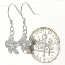 Load image into Gallery viewer, 10mm Hawaiian Plumeria Sterling Silver CZ Dangle Earrings