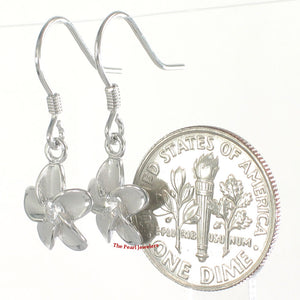 10mm Hawaiian Plumeria Sterling Silver CZ Dangle Earrings