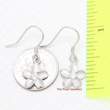 Load image into Gallery viewer, 10mm Hawaiian Plumeria Sterling Silver CZ Dangle Earrings