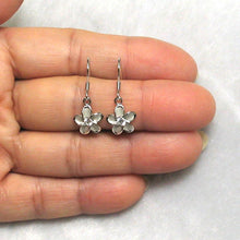 Load image into Gallery viewer, 10mm Hawaiian Plumeria Sterling Silver CZ Dangle Earrings