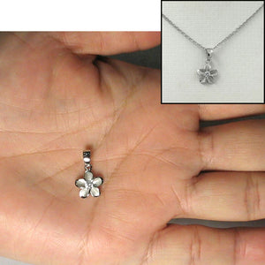 Hawaiian Plumeria Sterling Silver CZ Pendant (10mm)