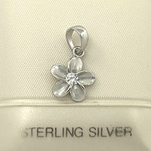 Load image into Gallery viewer, Hawaiian Plumeria Sterling Silver CZ Pendant (10mm)