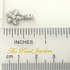 Hawaiian Plumeria Sterling Silver CZ Pendant (10mm)