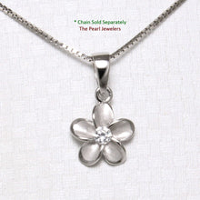 Load image into Gallery viewer, Hawaiian Plumeria Sterling Silver CZ Pendant (10mm)