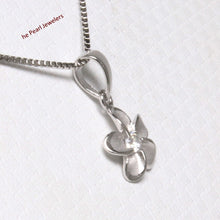 Load image into Gallery viewer, Hawaiian Plumeria Sterling Silver CZ Pendant (10mm)