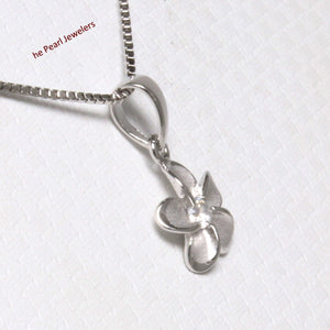 Hawaiian Plumeria Sterling Silver CZ Pendant (10mm)