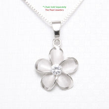 Load image into Gallery viewer, Hawaiian Plumeria Sterling Silver CZ Pendant (10mm)