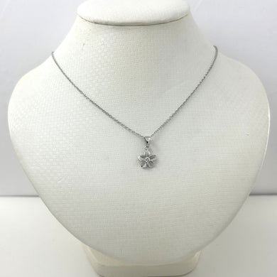 Hawaiian Plumeria Sterling Silver CZ Pendant (10mm)