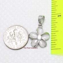 Load image into Gallery viewer, Hawaiian Plumeria Sterling Silver CZ Pendant (14mm)