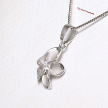 Load image into Gallery viewer, Hawaiian Plumeria Sterling Silver CZ Pendant (14mm)