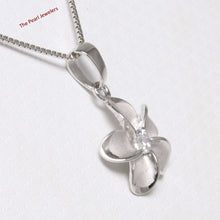 Load image into Gallery viewer, Hawaiian Plumeria Sterling Silver CZ Pendant (14mm)