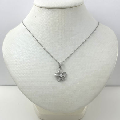 Hawaiian Plumeria Sterling Silver CZ Pendant (14mm)