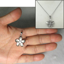 Load image into Gallery viewer, Hawaiian Plumeria Sterling Silver CZ Pendant (19mm)