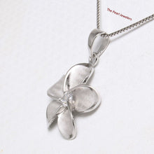Load image into Gallery viewer, Hawaiian Plumeria Sterling Silver CZ Pendant (19mm)