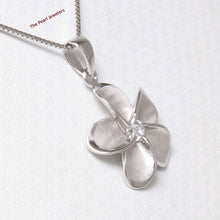 Load image into Gallery viewer, Hawaiian Plumeria Sterling Silver CZ Pendant (19mm)