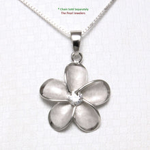 Load image into Gallery viewer, Hawaiian Plumeria Sterling Silver CZ Pendant (19mm)