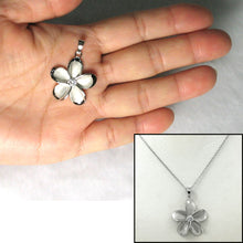 Load image into Gallery viewer, Hawaiian Plumeria Sterling Silver CZ Pendant (24mm)