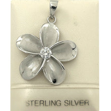Load image into Gallery viewer, Hawaiian Plumeria Sterling Silver CZ Pendant (24mm)
